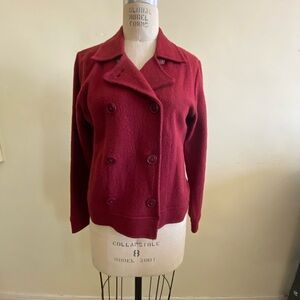 GAP Red Pea Coat with Notched Lapel and Cropped Length